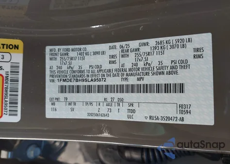 2025 Ford Bronco Big Bend from USA, damaged, VIN 1FMDE7BH9SLA95072